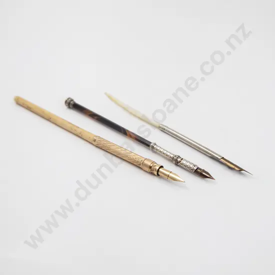 C19th S/S and Striated Agate Dip Pen