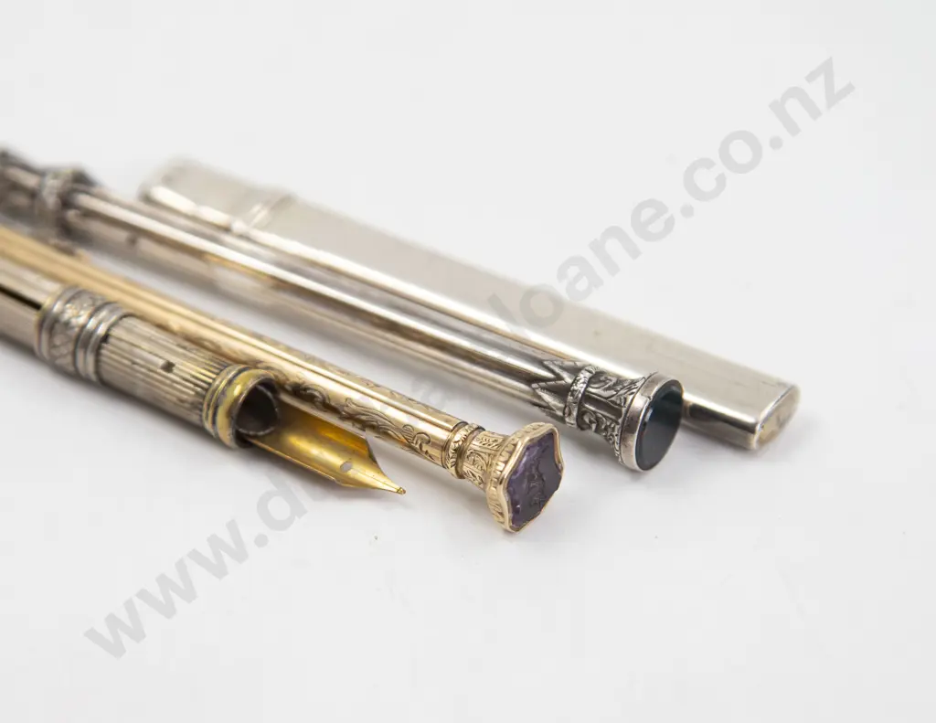 C19th Gold Plated Fancy Dip Pen/Pencil Image 1++