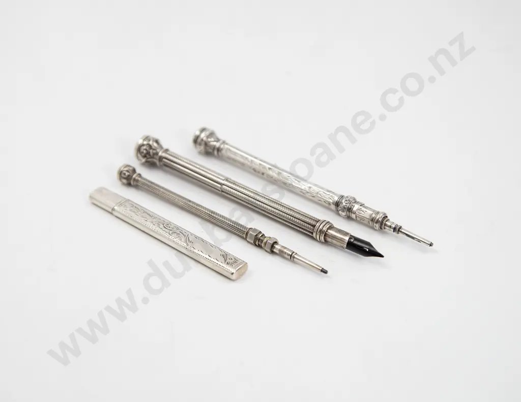 C19th Three S/S and S/Plate Dip Pen and Pencils Image 1++