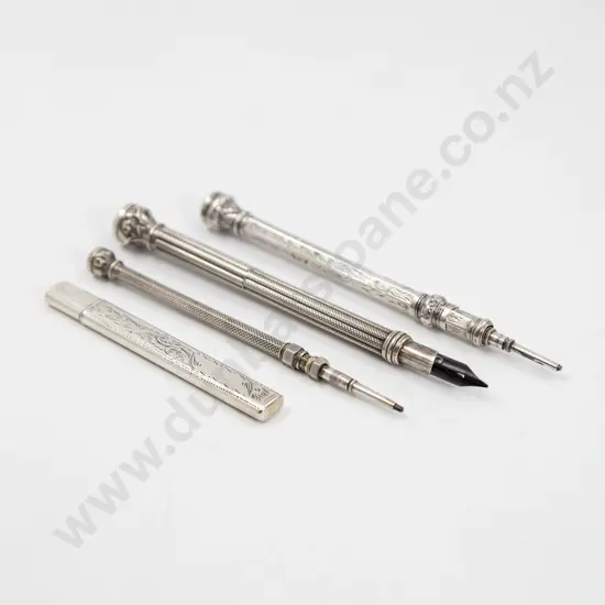 C19th Three S/S and S/Plate Dip Pen and Pencils