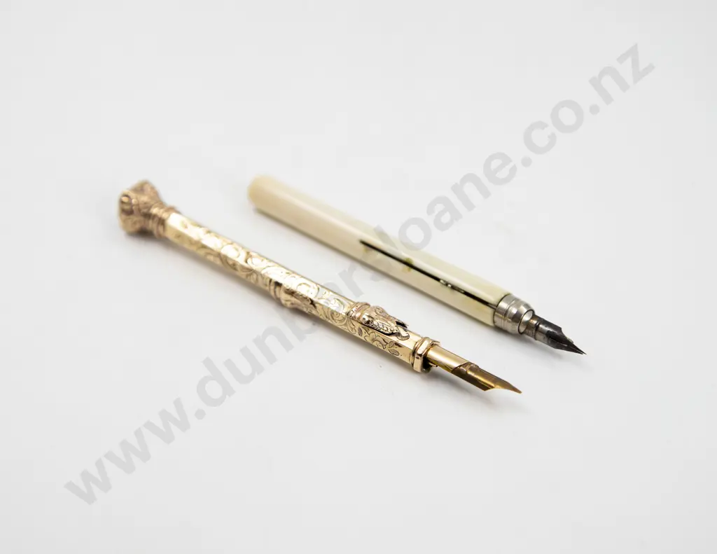 C19th Fancy Gold Plated Dip Pen/Pencil Image 1++