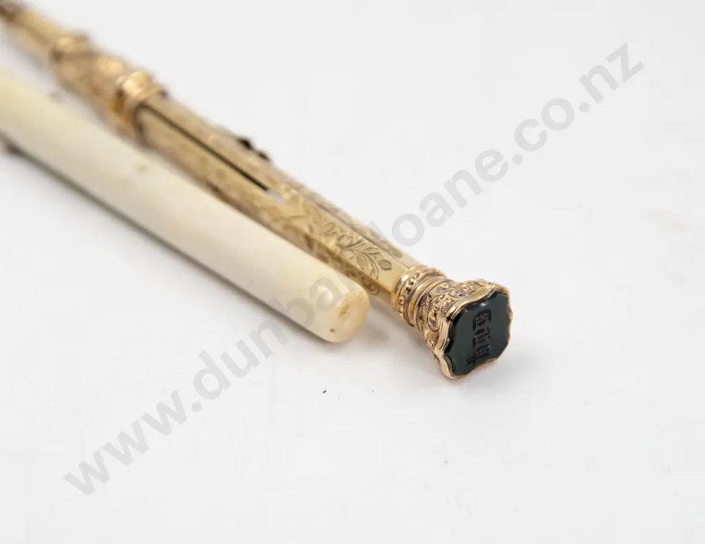 C19th Fancy Gold Plated Dip Pen/Pencil Image 1++