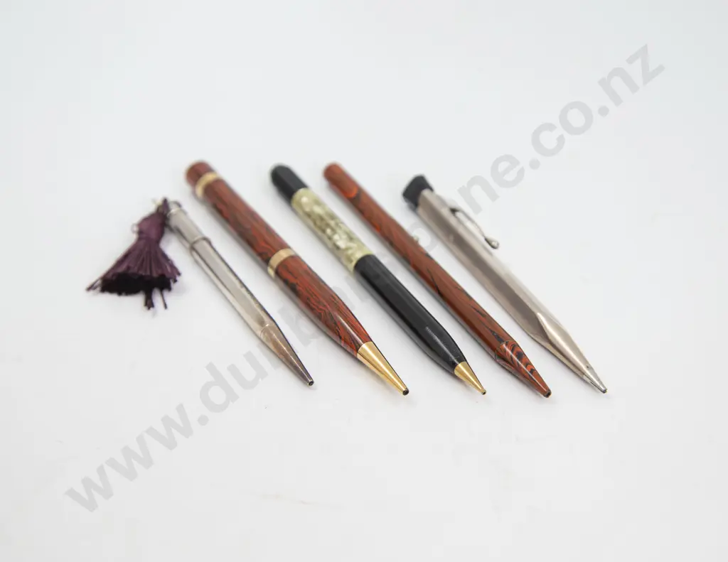 Collection of Five Vintage Various Manufacture Propelling/Mechanical Pencils with Advertising Image 1++