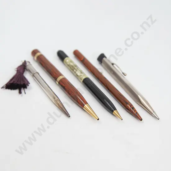 Collection of Five Vintage Various Manufacture Propelling/Mechanical Pencils with Advertising