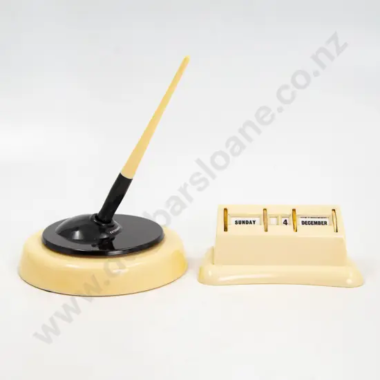Original Boxed Esterbrook Desk Pen Set together with near matched Desk Calendar