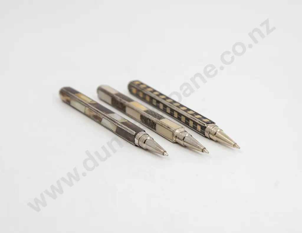 Fiordland Paua Shell Ball-Point Pen and Three Wood and MOP Pens Image 1++