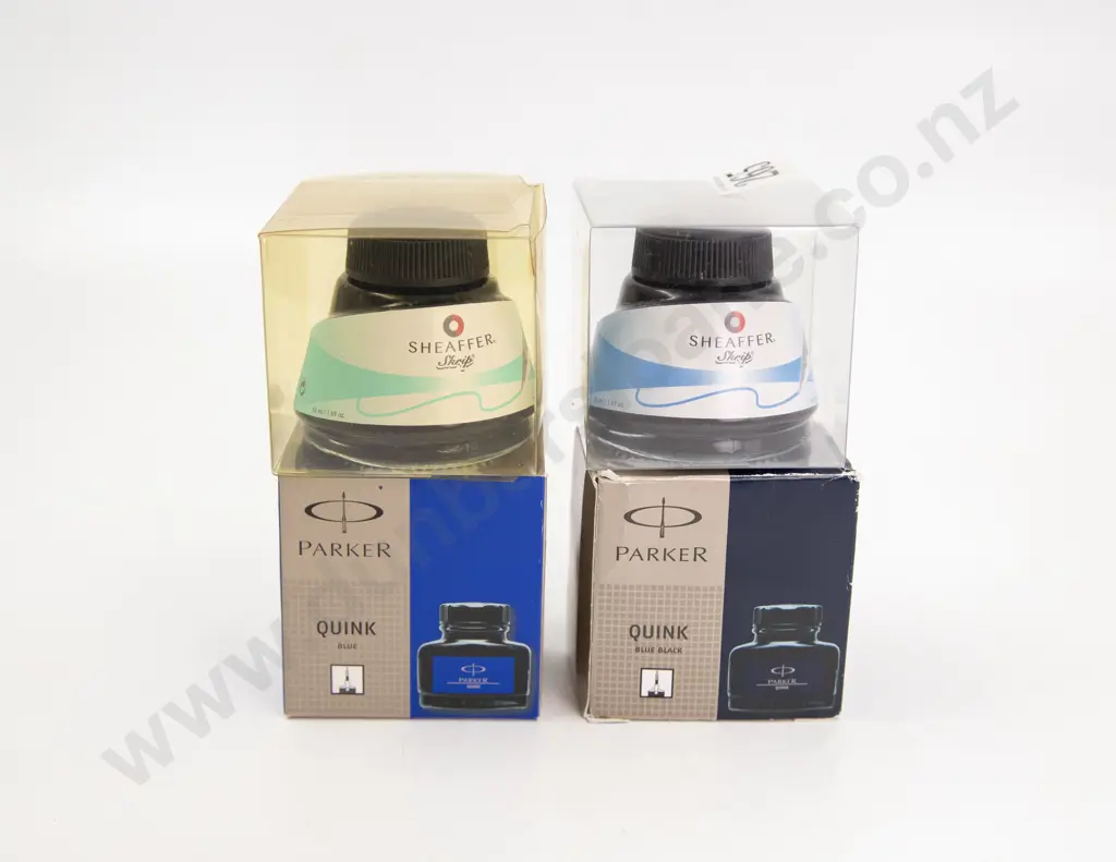 Four Various Bottles of Ink and Desk Pad Image 1++