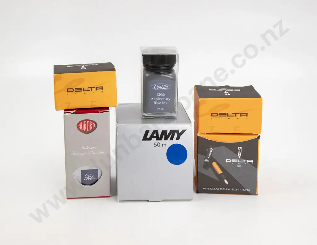 Six Assorted Bottles of Ink Image 1++