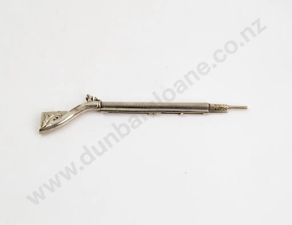 Edwardian White Metal Rifle Novelty Propelling Pencil/Tooth Pick Image 1++