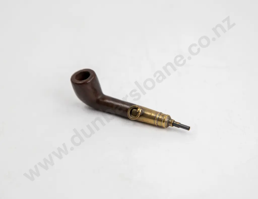 Edwardian Gilt Metal and Briarwood Pipe Novelty Propelling Pencil Image 1++