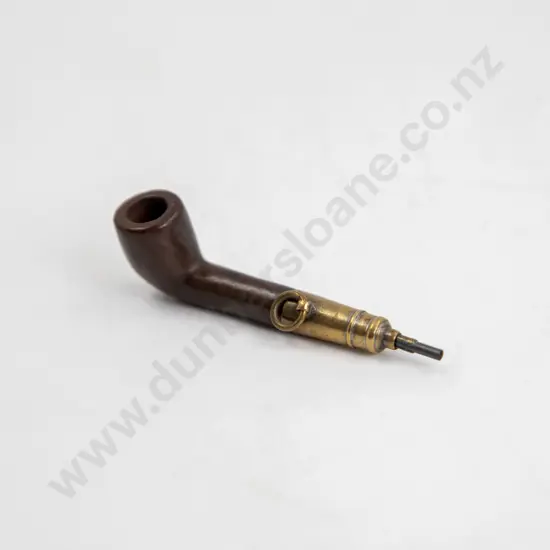 Edwardian Gilt Metal and Briarwood Pipe Novelty Propelling Pencil