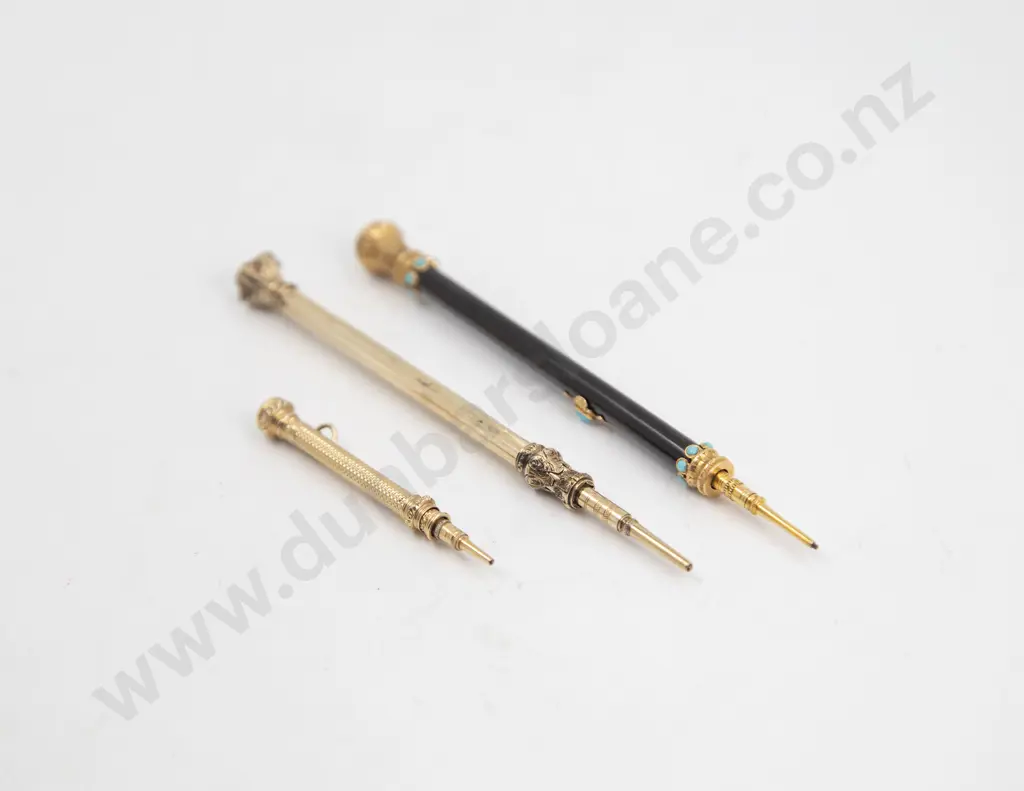 Three Victorian Fancy Seal Ended Propelling Pencils Image 1++