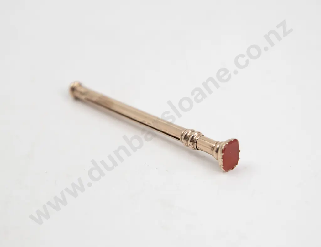 Victorian Unmarked 9ct Carnelian Seal Ended Pencil Holder Image 1++