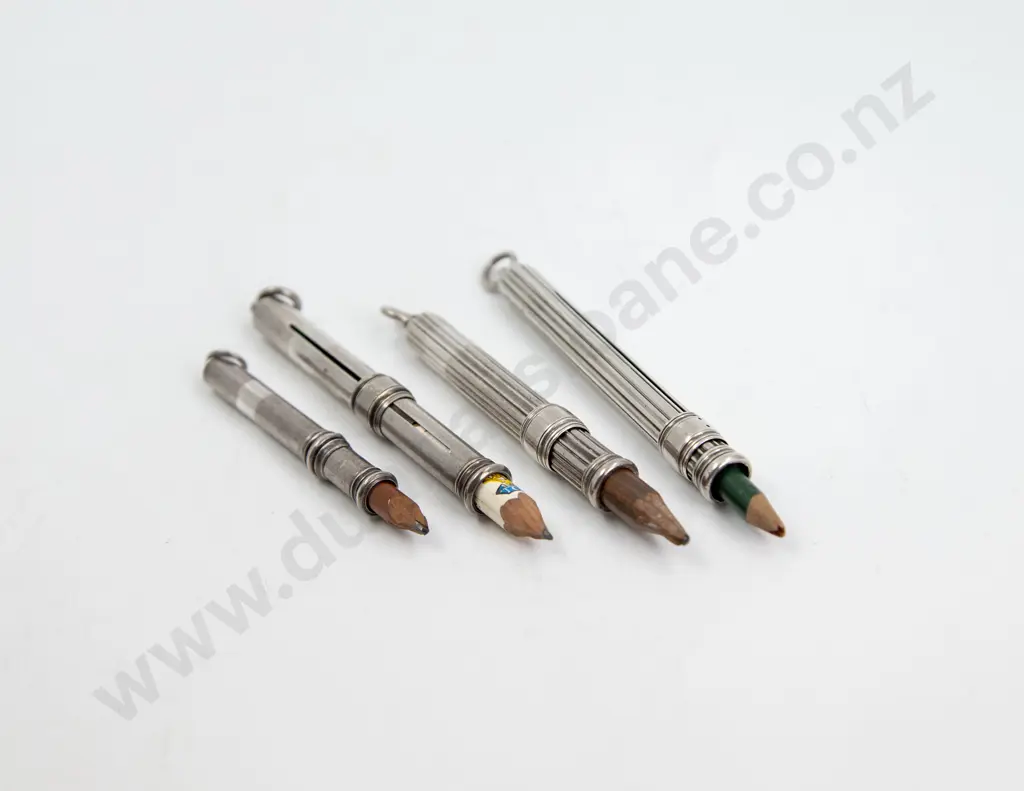 Four Victorian S Mordan & Co S/S Pencil Holders Image 1++