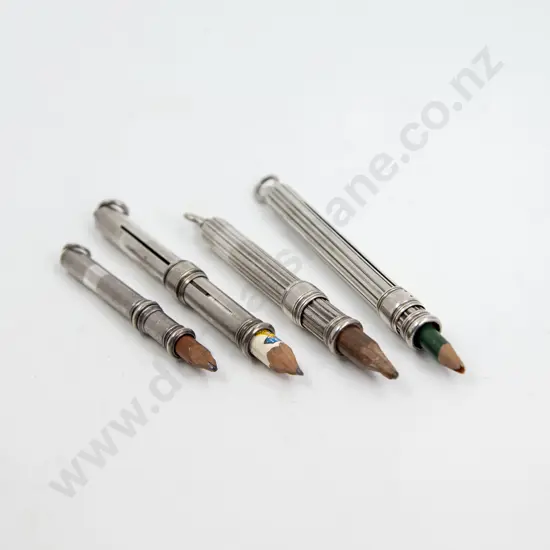 Four Victorian S Mordan & Co S/S Pencil Holders