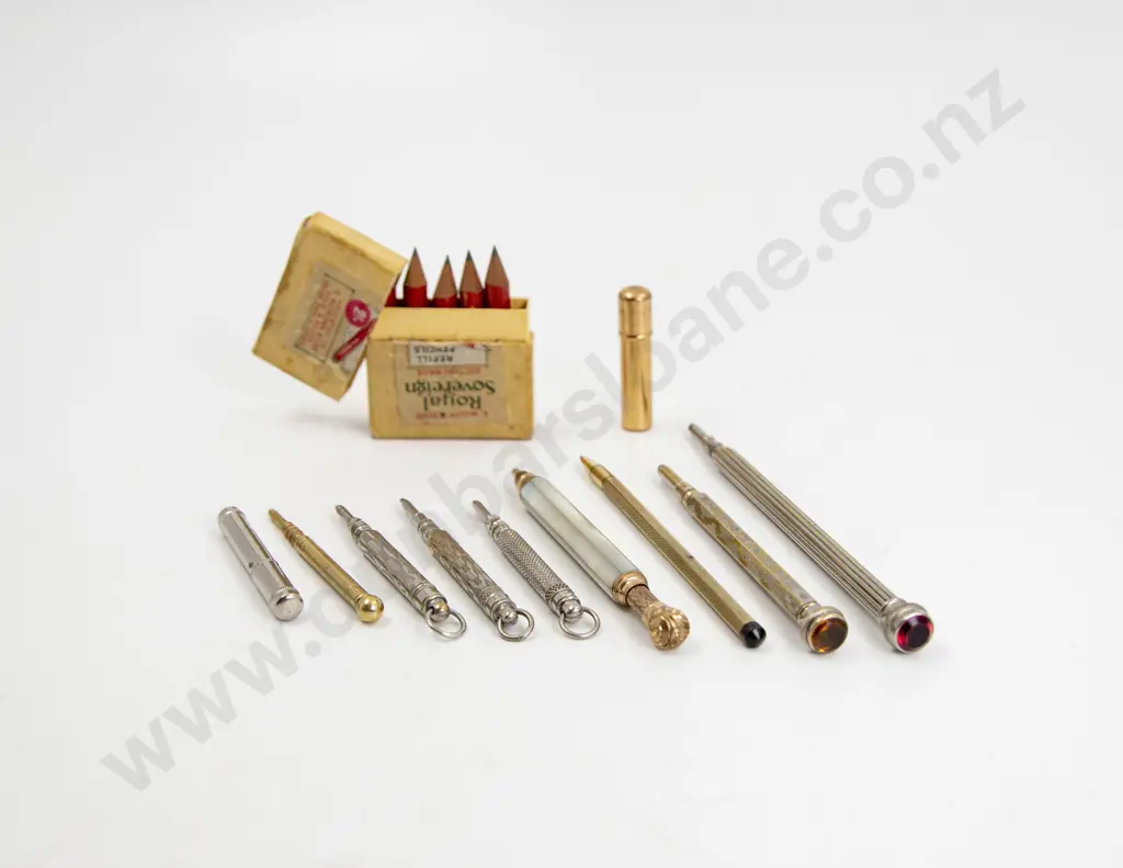 Eight Victorian and Later Silver and Gold Plated Propelling Pencils Image 1++