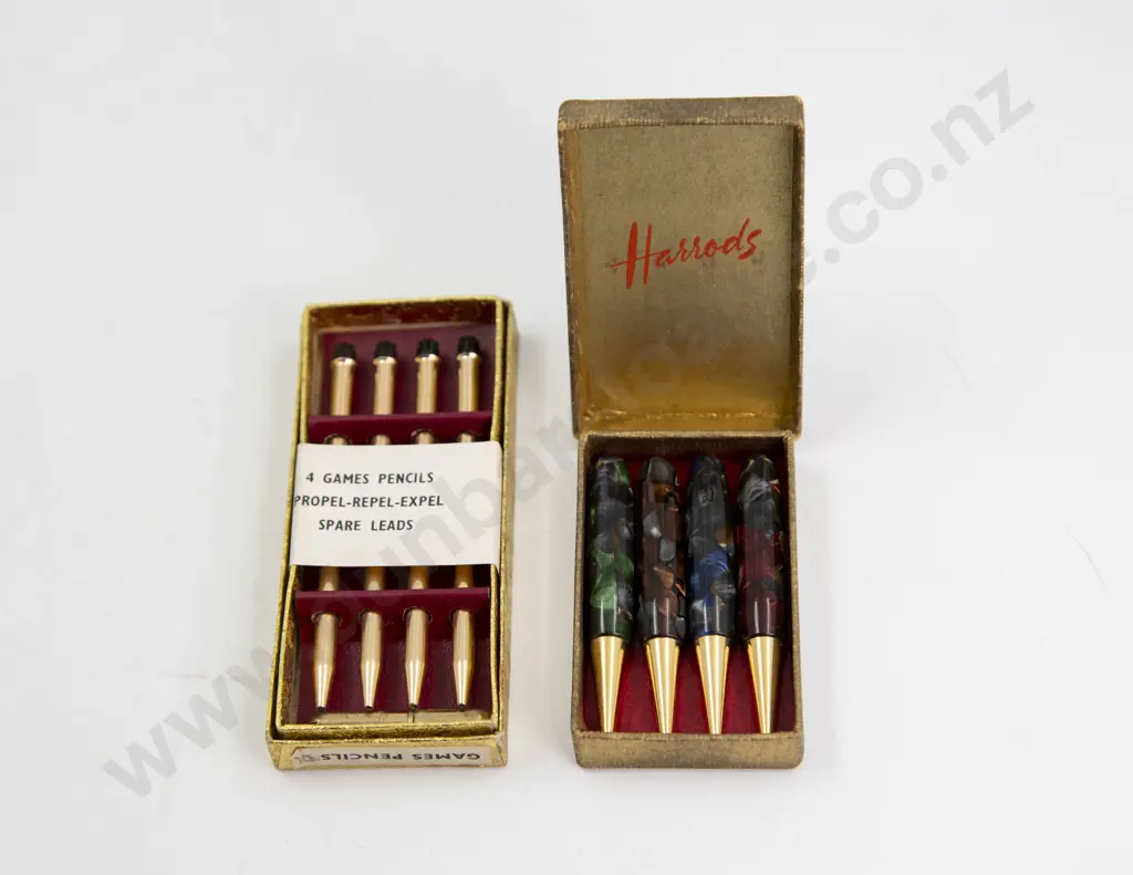 Cased Harrods Set Four Gaming Pencils and Other Set Image 1++