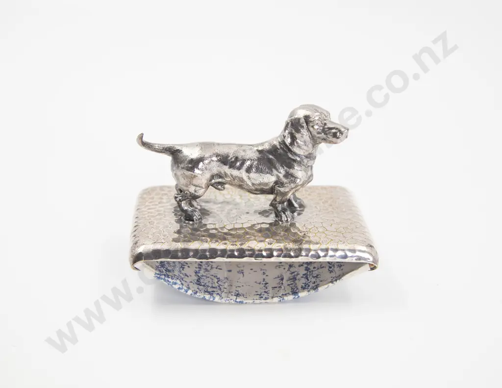 Art Deco WMF Silver Plate Ink Blotter with Dachshund Finial Mount Image 1++