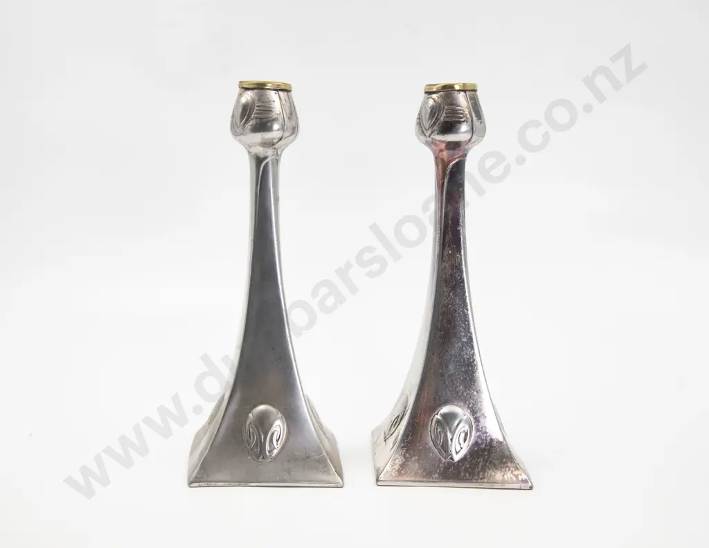 Pair Art Deco WMF Silver Plate Candlesticks Image 1++