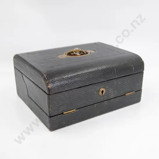 Late Victorian Patterned Leather on Mahogany Writing Box