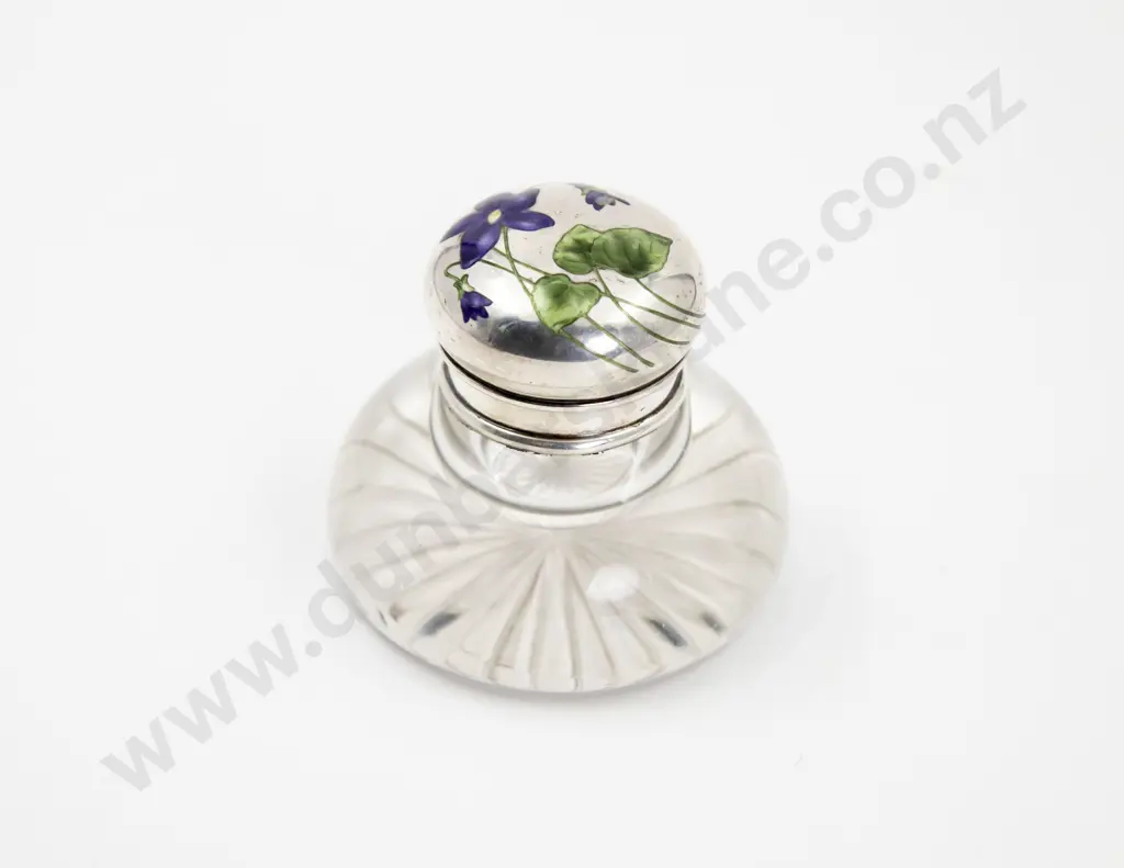 Late C19th European S/S and Enamel Covered Inkwell Image 1++