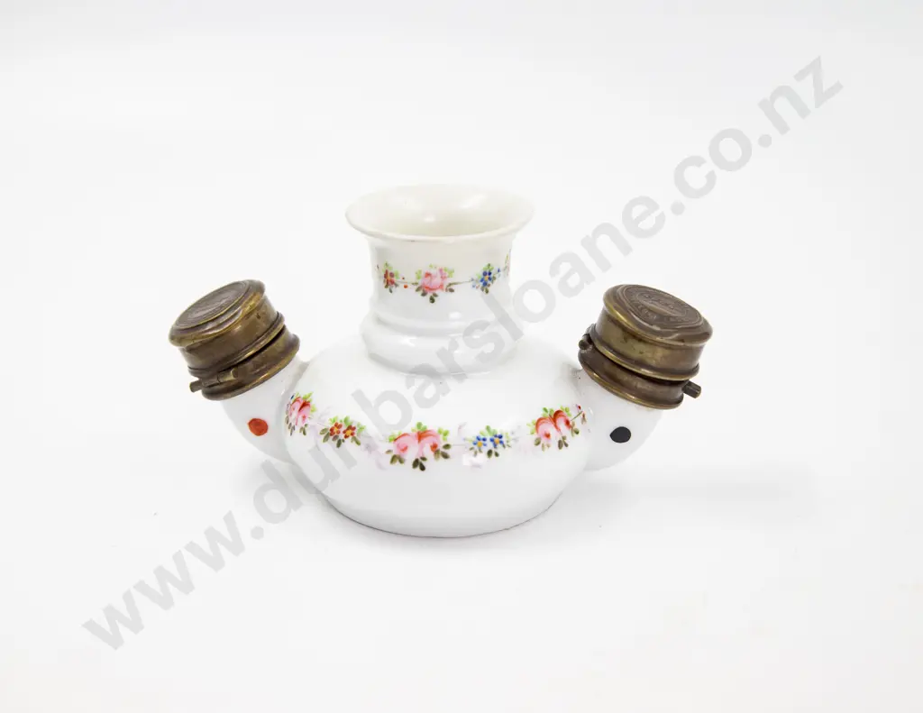 Late C19th  French White China Twin Ink Stand Image 1++