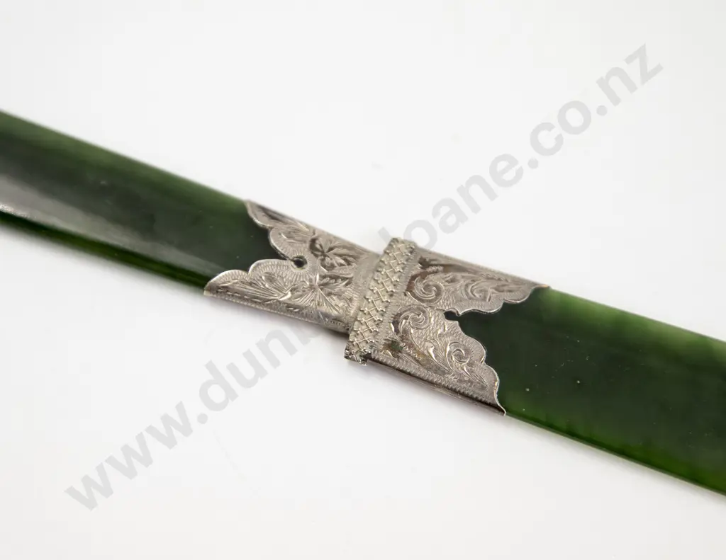 Vintage NZ Pounamu (Kawakawa) & Silver Mounted Letter Opener/Page Turner Image 1++