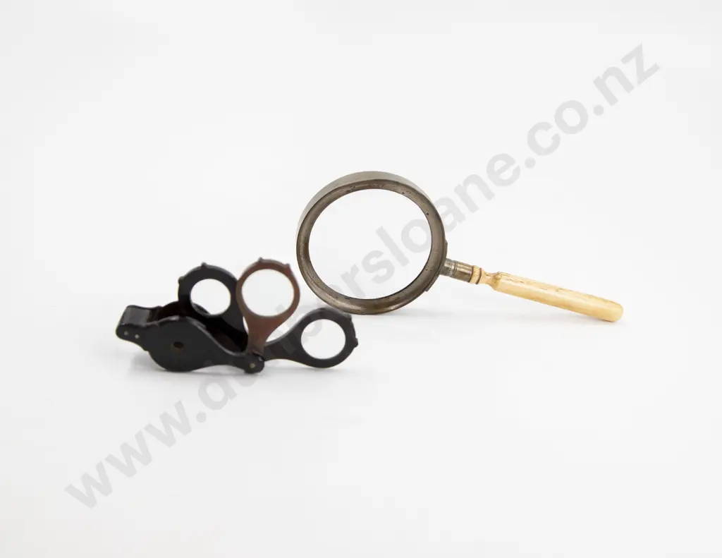 Victorian Brass and Bone Hand Held Magnify Glass Image 1++