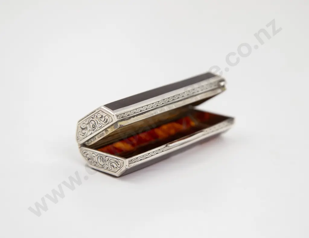Made in Austria .935 Sterling Mounted and Tortoise Shell Trinket Box Image 1++