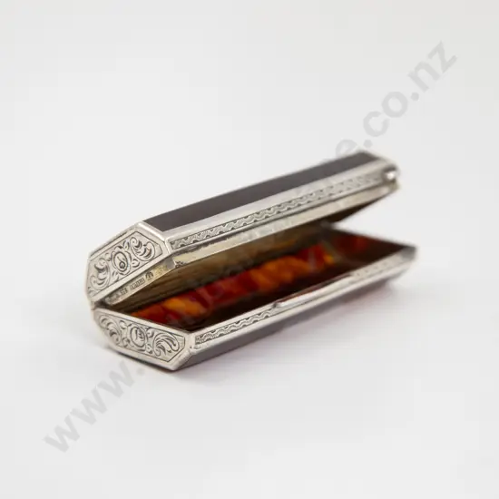 Made in Austria .935 Sterling Mounted and Tortoise Shell Trinket Box