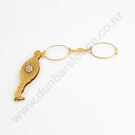 Victorian 18ct Diamond and Seed Pearl Lorgnettes