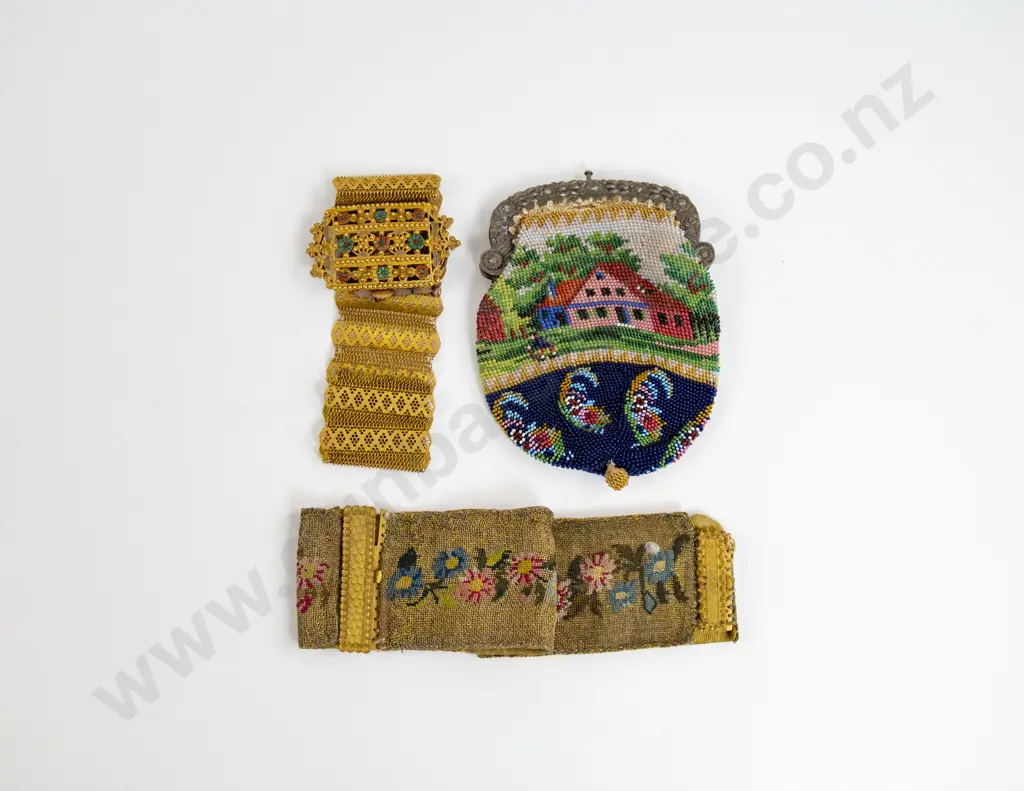Pair Victorian Fine Embroidered Bracelet Cuffs Image 1++