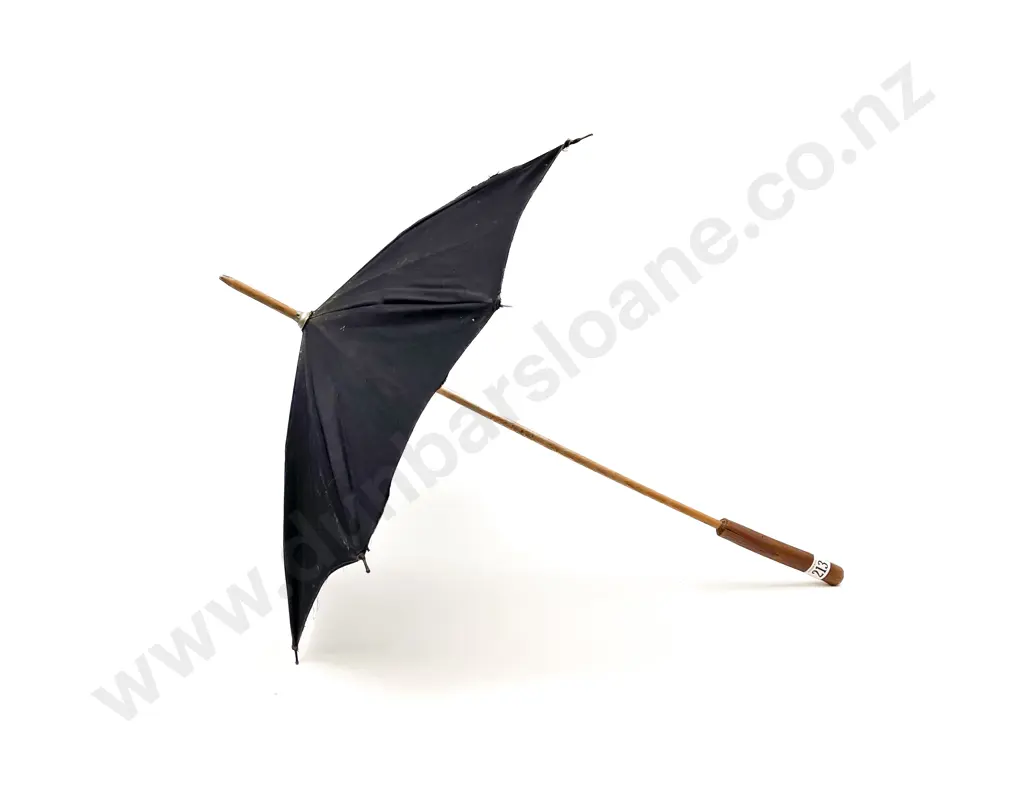 Late Victorian Black Cotton Parasol Image 1++
