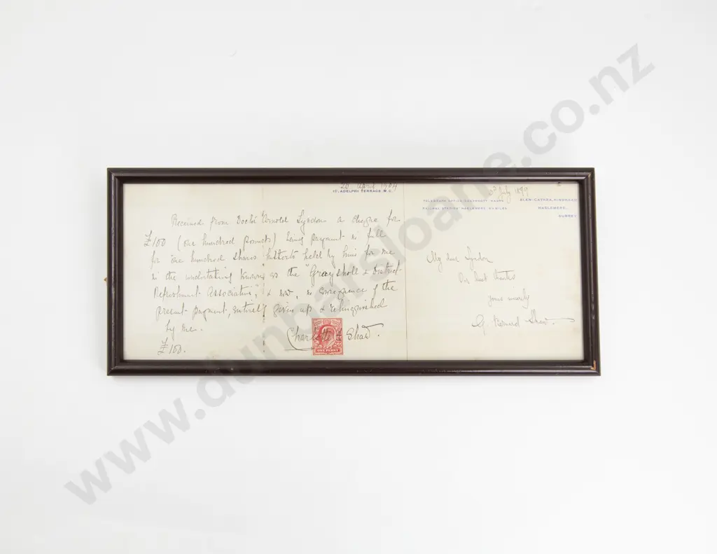 Two Framed Letters Written and Signed G Bernard Shaw Image 1++