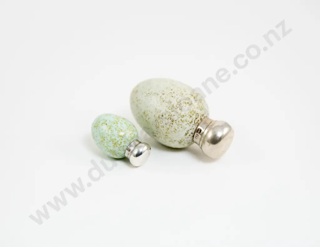 Victorian Large and Small Scent Phials formed as Black Bird Eggs Image 1++