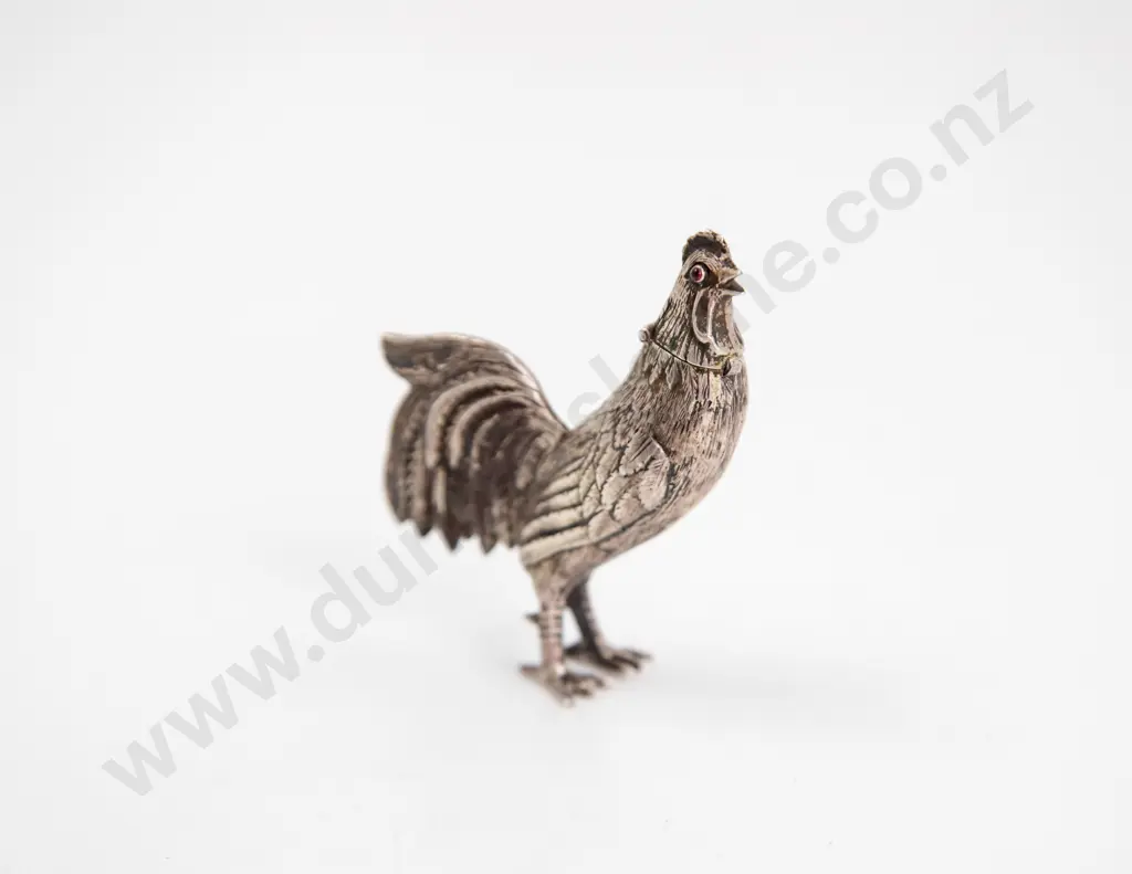 Early C20th French Silver Chicken Figure Scent Flask Image 1++
