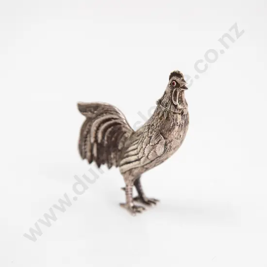 Early C20th French Silver Chicken Figure Scent Flask