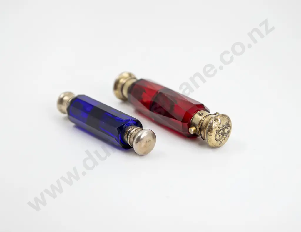 Two Victorian Cut Glass Double Ended Scent Flasks Image 1++