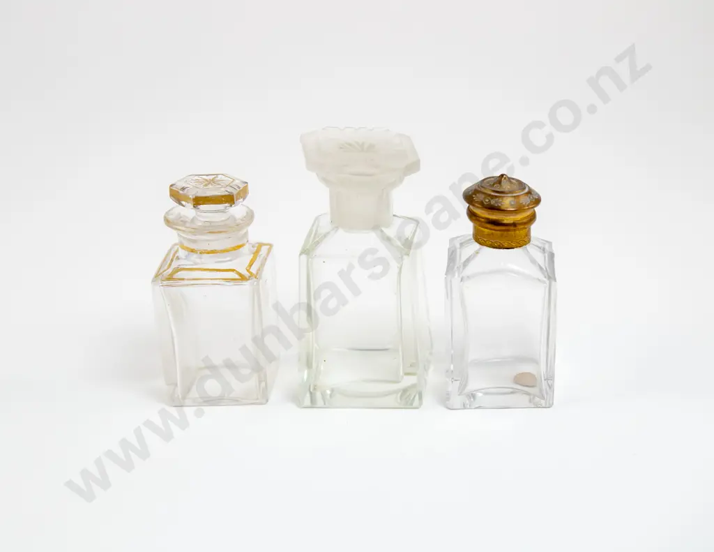 Three Various Clear Glass Scent Bottles Image 1++