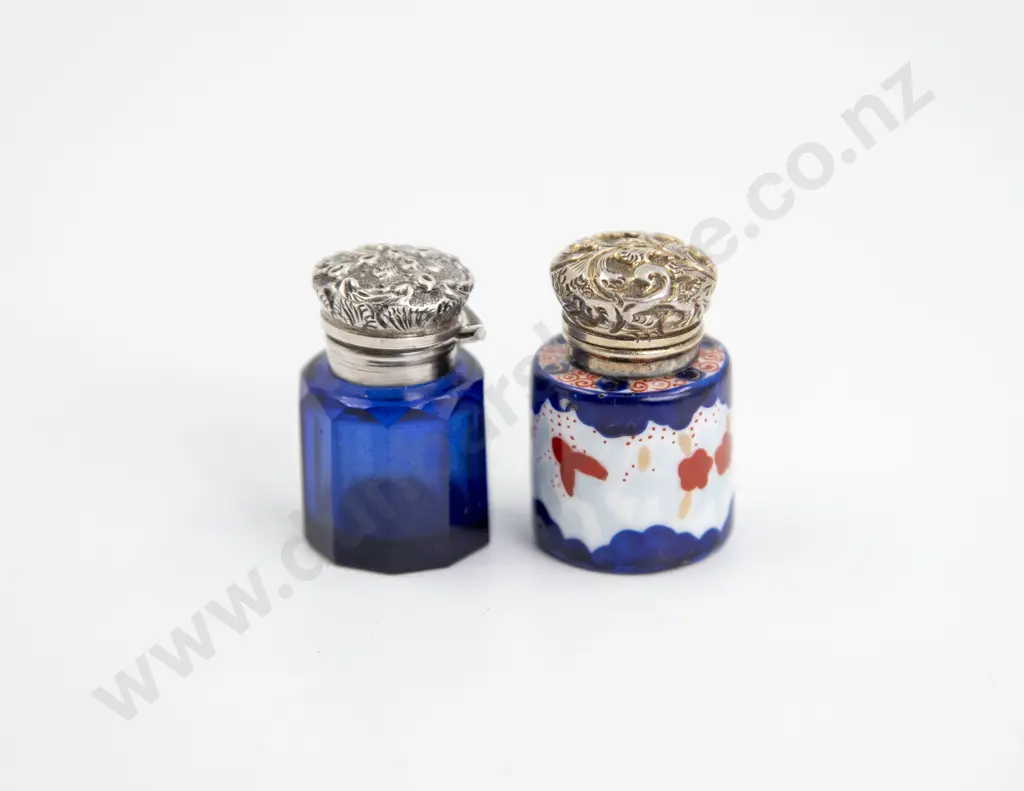 Two S/S Capped Scent Flasks Image 1++
