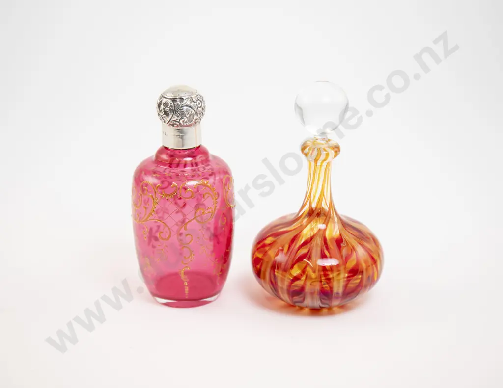 Victorian Cranberry and Enamel Glass Dressing Table Bottle Image 1++