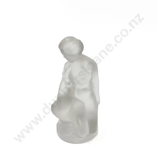 Lalique France Figure of Leda and Swan in Frosted Crystal
