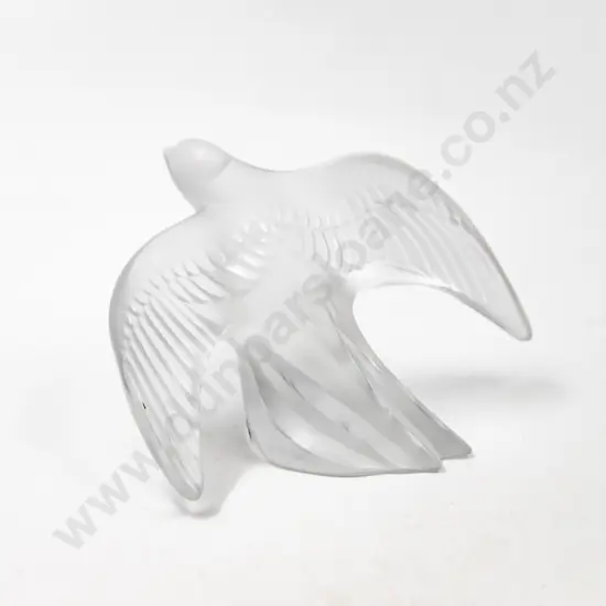 Lalique France Swallow Bird in Frosted Crystal