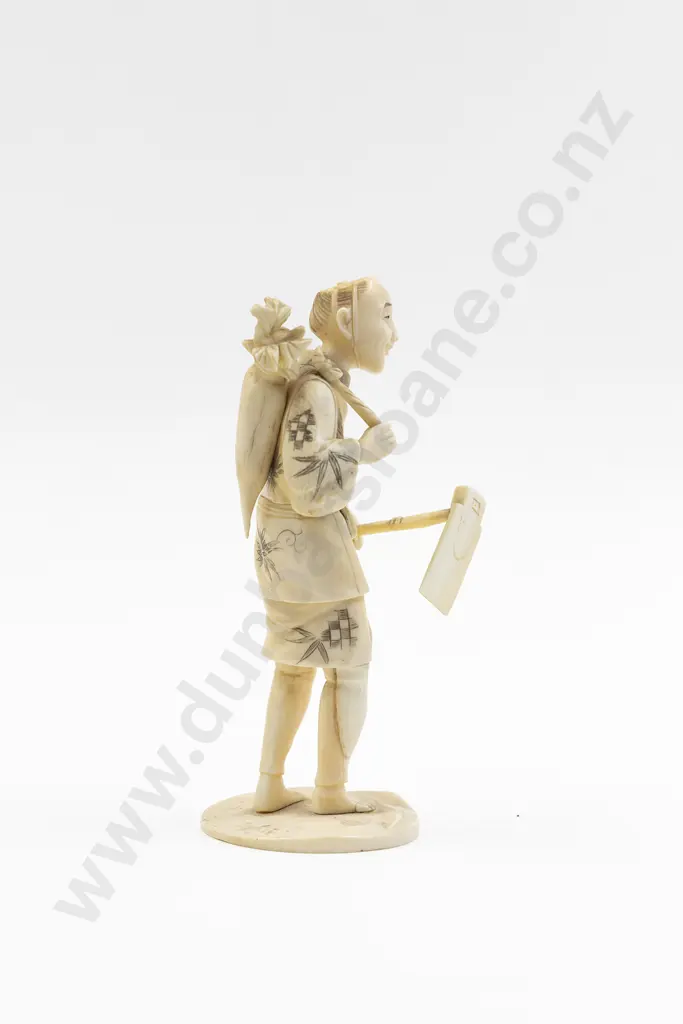 Japanese Signed Carved Ivory Figure of a Farmer Image 1++
