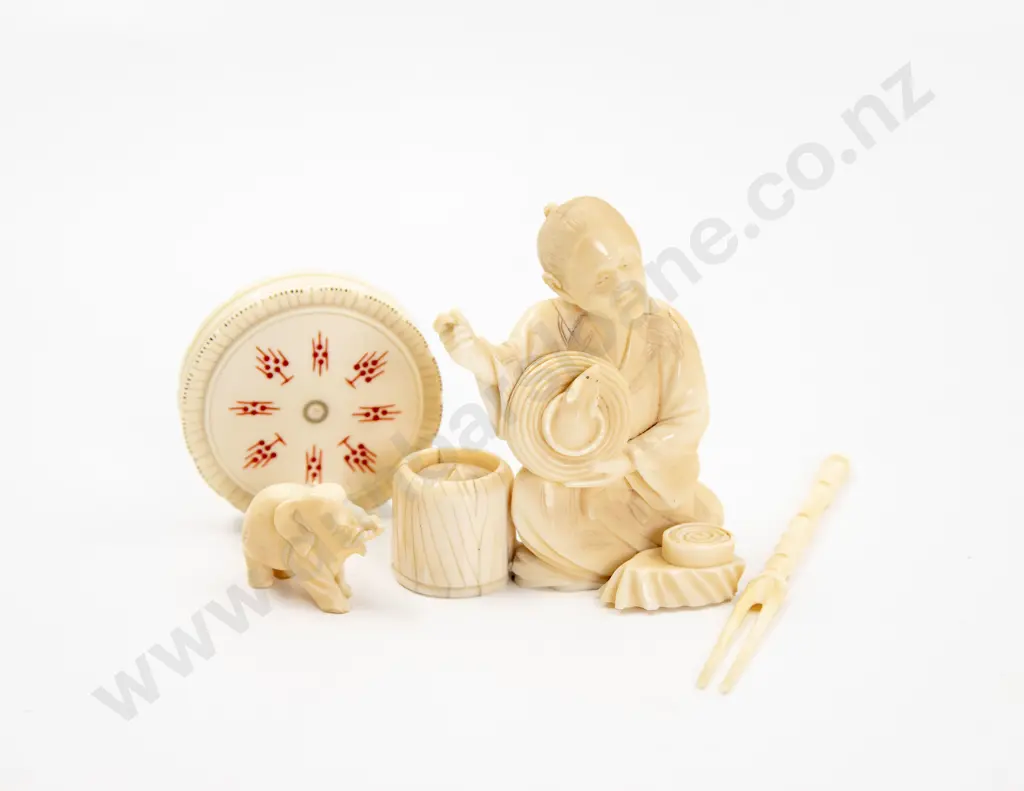 Carved Ivory Figure of a Seated Rat Catcher Image 1++