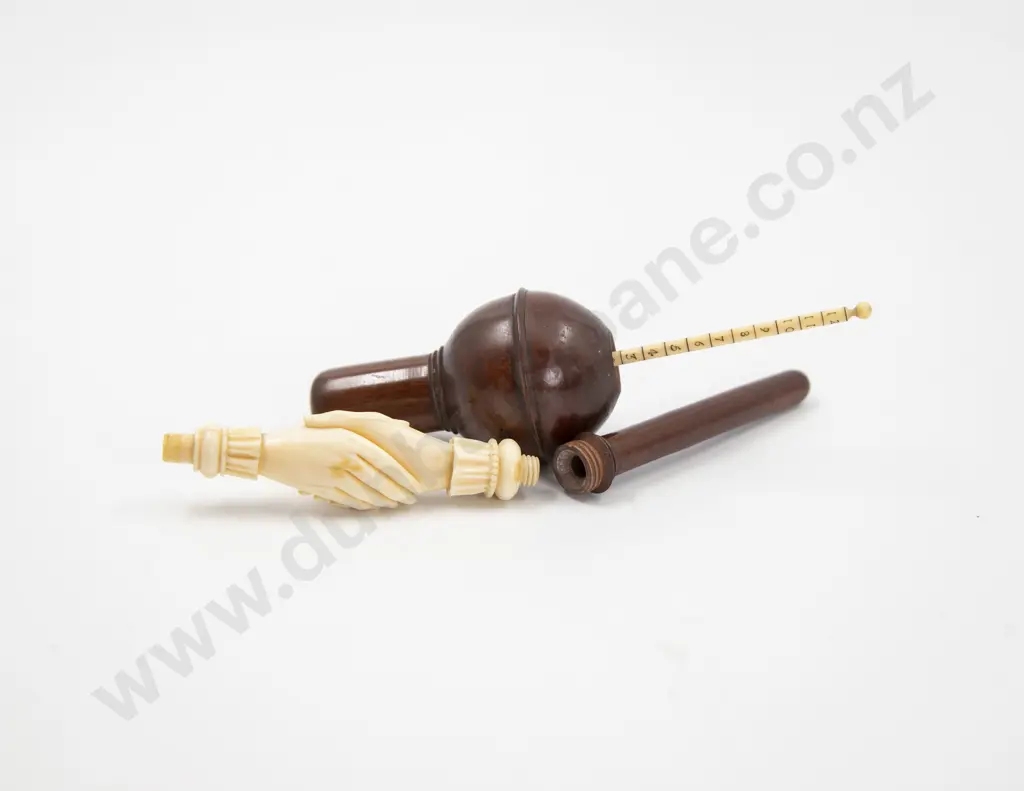 Victorian Carved Ivory Clasped Hands Handle Piece Image 1++
