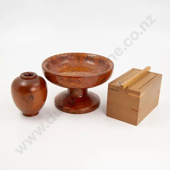 NZ Native Timber Turned Vase Trinket Box and Comport