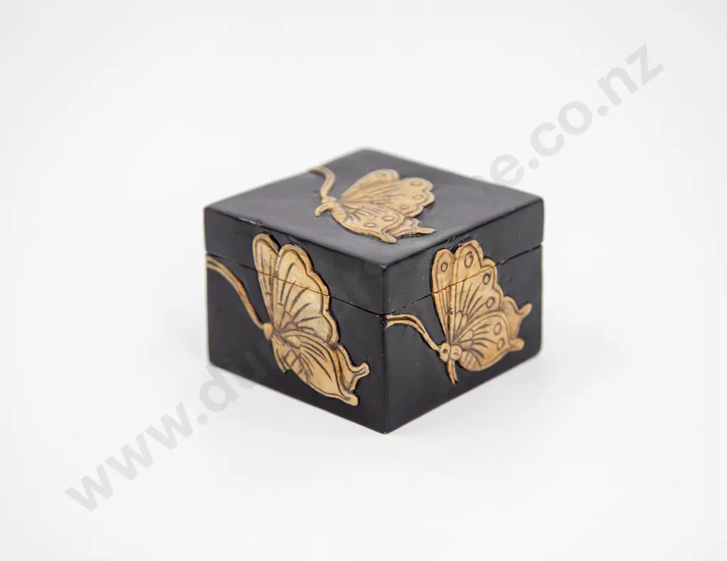 Black Stained Hard Stone Cube Trinket Box Image 1++