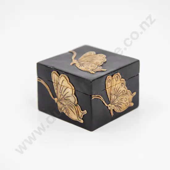 Black Stained Hard Stone Cube Trinket Box