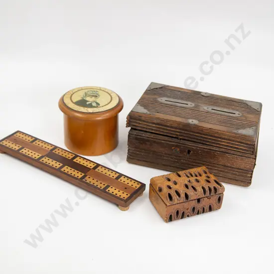 Three Vintage Boxes and Cribbage Marker Board